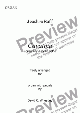 page one of Cavatina (Raff) for organ solo 