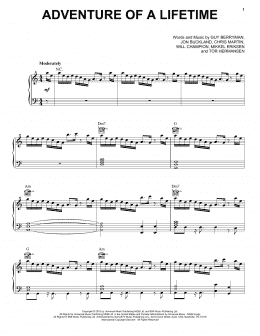 page one of Adventure Of A Lifetime (Piano, Vocal & Guitar Chords (Right-Hand Melody))