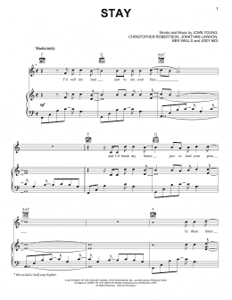 page one of Stay (Piano, Vocal & Guitar Chords (Right-Hand Melody))