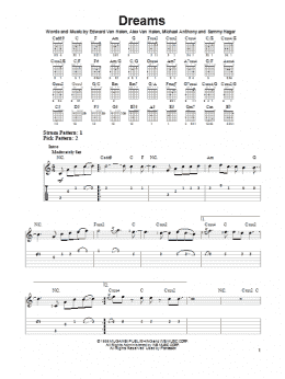 page one of Dreams (Easy Guitar Tab)