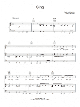 page one of Sing (Piano, Vocal & Guitar Chords (Right-Hand Melody))