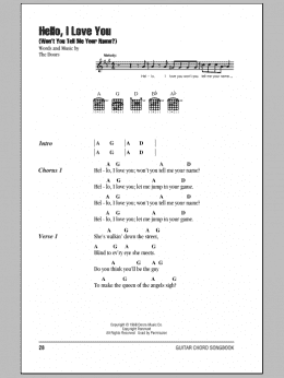 page one of Hello, I Love You (Guitar Chords/Lyrics)