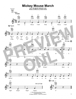 page one of Mickey Mouse March (from The Mickey Mouse Club) (Ukulele)