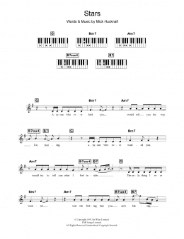 page one of Stars (Piano Chords/Lyrics)