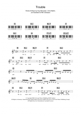 page one of Trouble (Piano Chords/Lyrics)