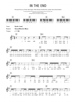 page one of In The End (Piano Chords/Lyrics)