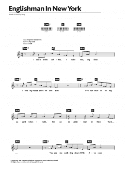 page one of An Englishman In New York (Piano Chords/Lyrics)