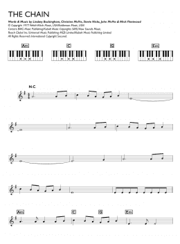 page one of The Chain (Piano Chords/Lyrics)