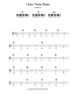 page one of I Saw Three Ships (Piano Chords/Lyrics)