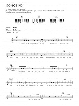 page one of Songbird (Piano Chords/Lyrics)