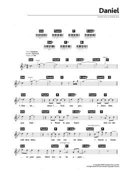 page one of Daniel (Piano Chords/Lyrics)