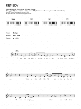 page one of Remedy (Piano Chords/Lyrics)