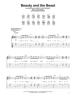 page one of Beauty And The Beast (Easy Guitar Tab)