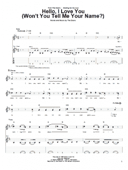 page one of Hello, I Love You (Guitar Tab)