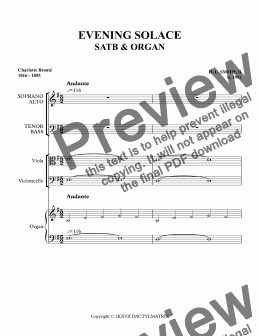 page one of EVENING SOLACE - SATB & ORGAN / VIOLA / VIOLONCELLO