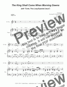 page one of The King Shall Come (with "Come, Thou Long-Expected Jesus") (for Flute or Violin solo and Piano)