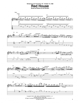 page one of Red House (Guitar Tab)