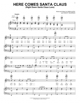 page one of Here Comes Santa Claus (Right Down Santa Claus Lane) (Vocal Pro + Piano/Guitar)