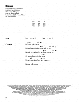 page one of Havana (feat. Young Thug) (Ukulele Chords/Lyrics)