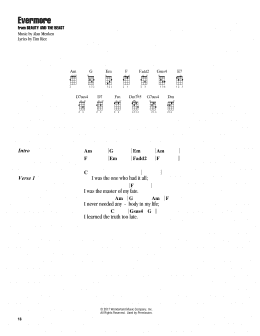 page one of Evermore (from Beauty and The Beast) (Ukulele Chords/Lyrics)