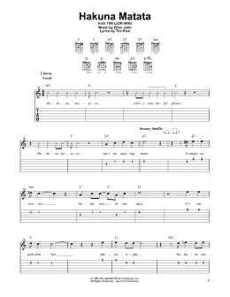 page one of Hakuna Matata (from The Lion King) (Easy Guitar Tab)