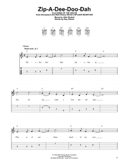 page one of Zip-A-Dee-Doo-Dah (from Song Of The South) (Easy Guitar Tab)