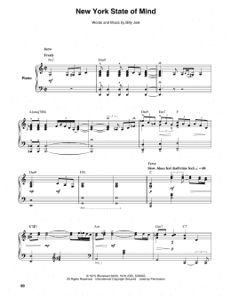 page one of New York State Of Mind (Keyboard Transcription)