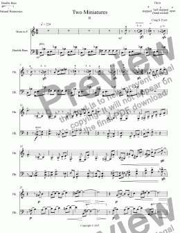 page one of Two Miniatures for Double Bass and Horn, Mvt. 2