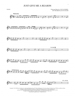 page one of Just Give Me A Reason (Violin Solo)