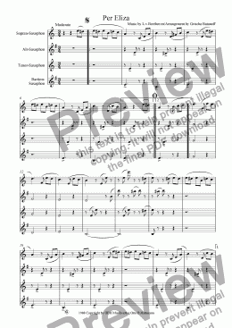 page one of Per Eliza (Saxophon-Quartet)