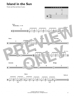 page one of Island In The Sun (Drum Chart)