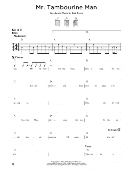 page one of Mr. Tambourine Man (Guitar Cheat Sheet)