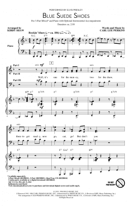 page one of Blue Suede Shoes (arr. Kirby Shaw) (3-Part Mixed Choir)