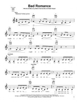 page one of Bad Romance (Ukulele)