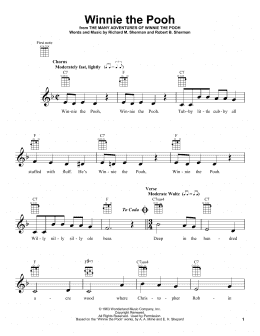 page one of Winnie The Pooh (from The Many Adventures Of Winnie The Pooh) (Ukulele)