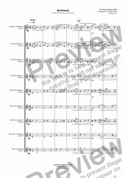 page one of Nimrod (from The Enigma Variations) - Saxophone Septet