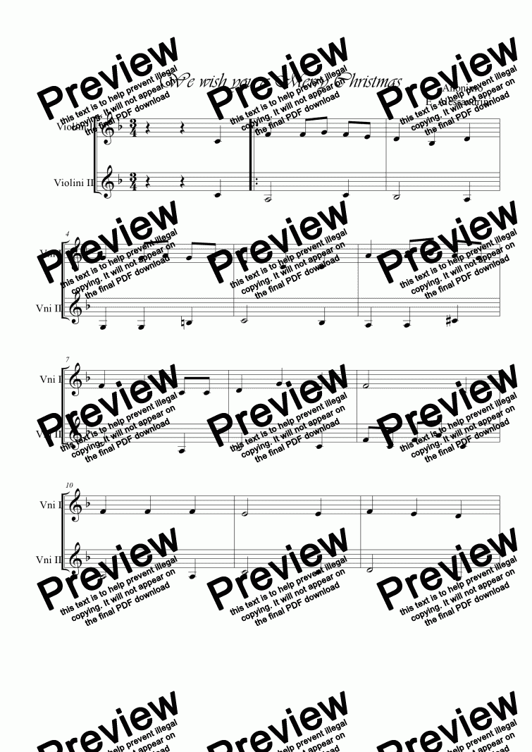 We wish you a Merry Christmas. 2 violins - Download Sheet Music PDF