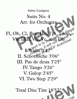 page one of Suite No. 4 Arr. for Orchestra  II. Schottische