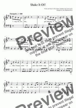 page one of Shake It Off - Easy Piano Solo