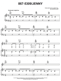 page one of 867-5309/Jenny (Piano, Vocal & Guitar Chords (Right-Hand Melody))