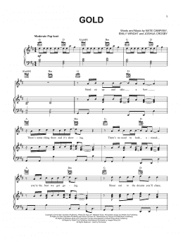 page one of Gold (Piano, Vocal & Guitar Chords (Right-Hand Melody))