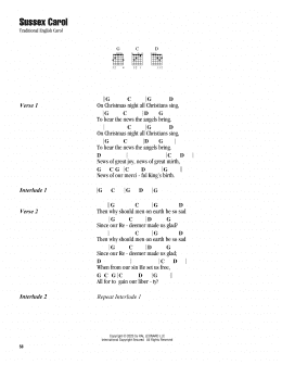 page one of Sussex Carol (Guitar Chords/Lyrics)