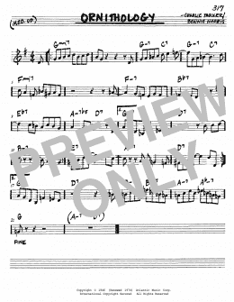 page one of Ornithology (Real Book – Melody & Chords – C Instruments)