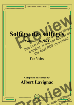 page one of Lavignac-Solfège des solfèges,Volume 10,No.1,for Voice 