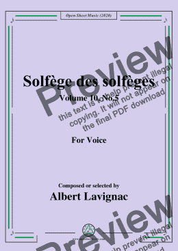 page one of Lavignac-Solfège des solfèges,Volume 10,No.5,for Voice 