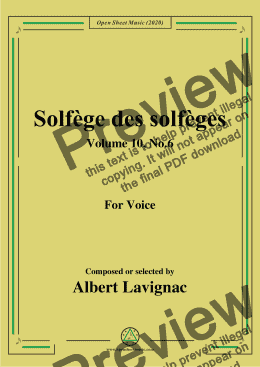 page one of Lavignac-Solfège des solfèges,Volume 10,No.6,for Voice 