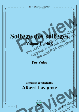 page one of Lavignac-Solfège des solfèges,Volume 10,No.8,for Voice 