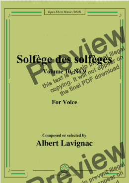 page one of Lavignac-Solfège des solfèges,Volume 10,No.9,for Voice 