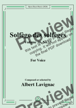 page one of Lavignac-Solfège des solfèges,Volume 10,No.15,for Voice 