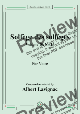 page one of Lavignac-Solfège des solfèges,Volume 10,No.16,for Voice 